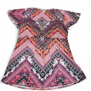 OneWorld Geometric Embellished Short Sleeve Top